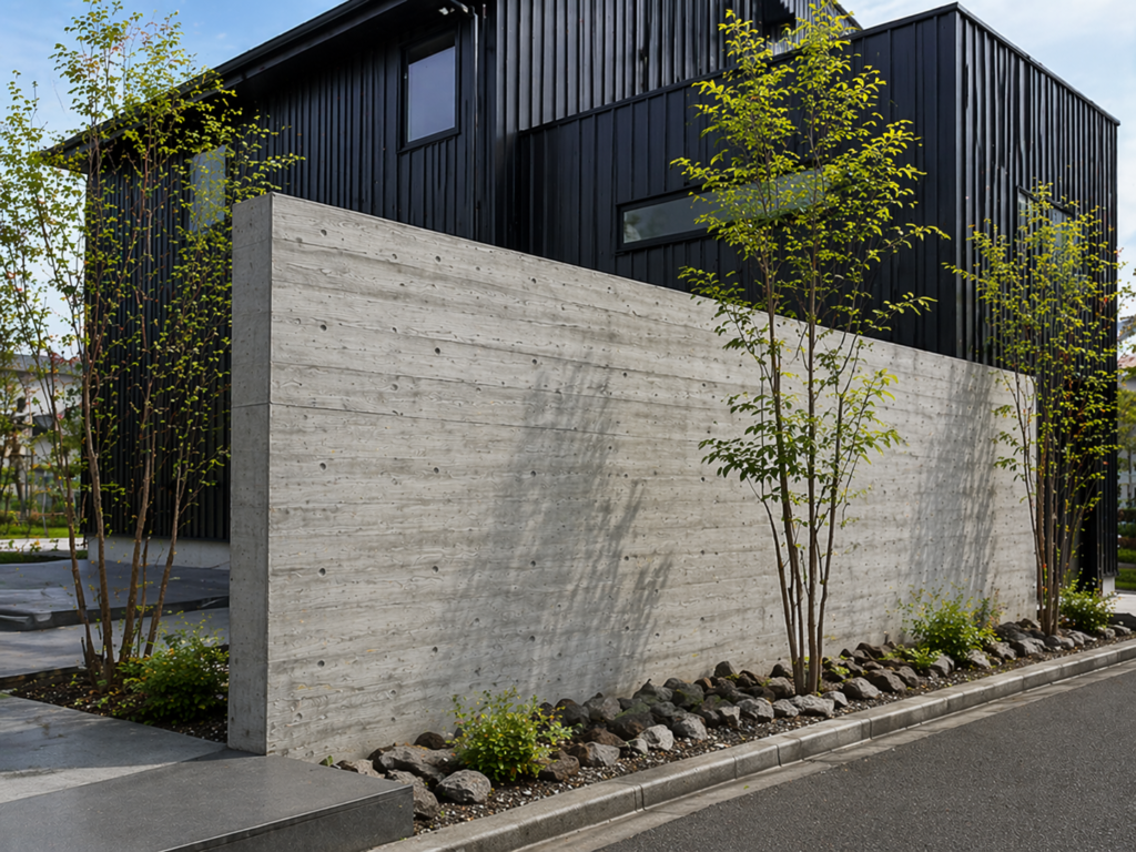 外構、RC塀と樹木イメージ