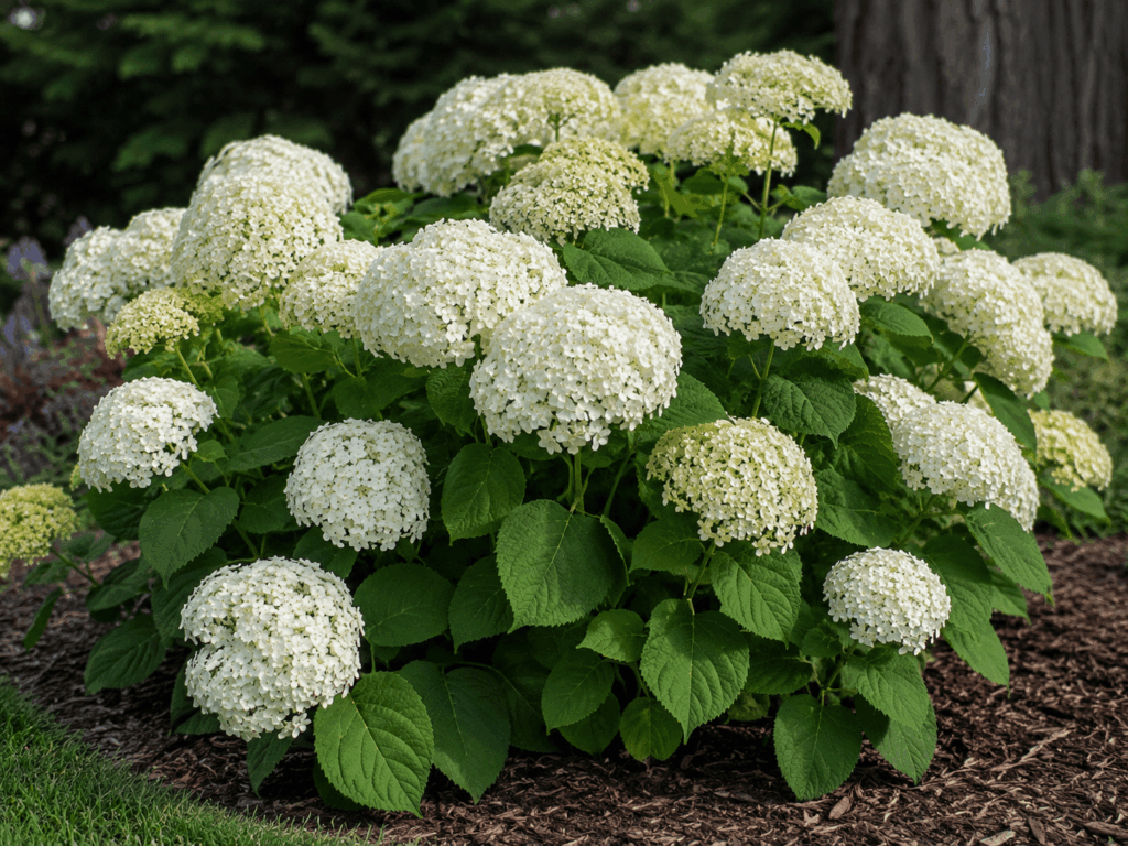 やわらかな白花で日陰を明るく見せる「アナベル」